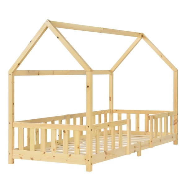Juniorsäng Sisimiut hussäng 200x90cm furu med sängskydd [en.casa]