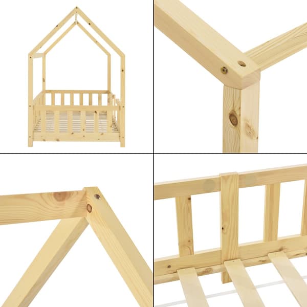 Juniorsäng Sisimiut hussäng 200x90cm furu med sängskydd [en.casa]