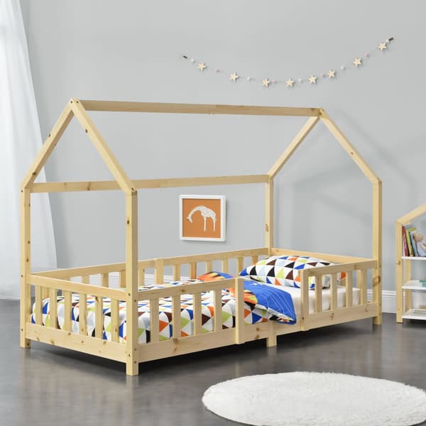 Juniorsäng Sisimiut hussäng 200x90cm furu med sängskydd [en.casa]