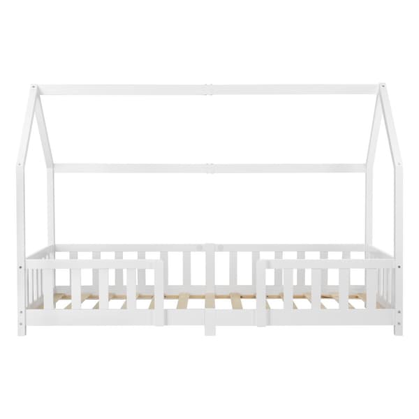 Juniorsäng Sisimiut hussäng 200x90cm furu vit med sängskydd [en.casa]