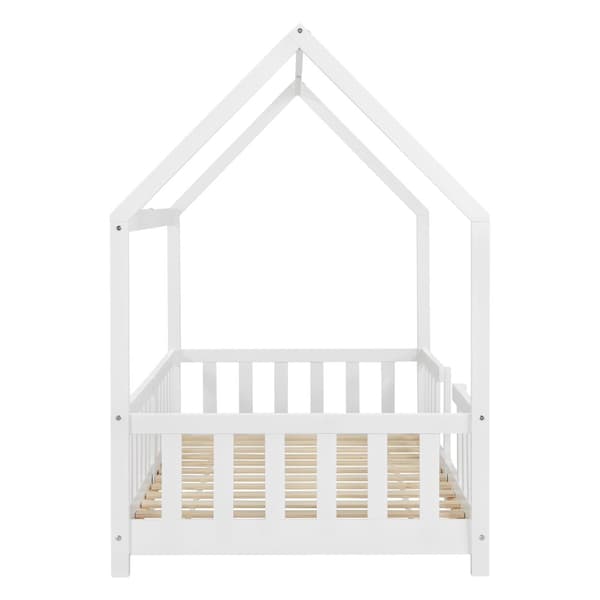 Juniorsäng Sisimiut hussäng 200x90cm furu vit med sängskydd [en.casa]