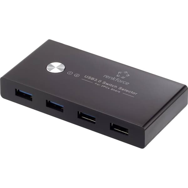 Renkforce RF-SHB-200 4 Port USB 3.0-omkopplare + hub Svart