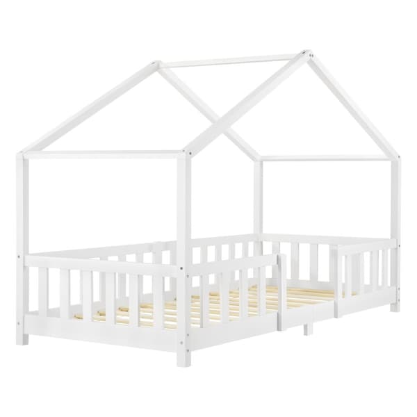 Hussäng Treviolo med sängskydd 200x90 cm furu vit [en.casa]