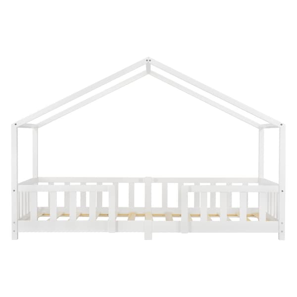 Hussäng Treviolo med sängskydd 200x90 cm furu vit [en.casa]