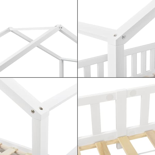 Hussäng Treviolo med sängskydd 200x90 cm furu vit [en.casa]