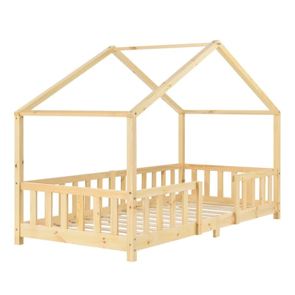 Juniorsäng Treviolo hussäng med sängskydd 200x90cm furu [en.casa]