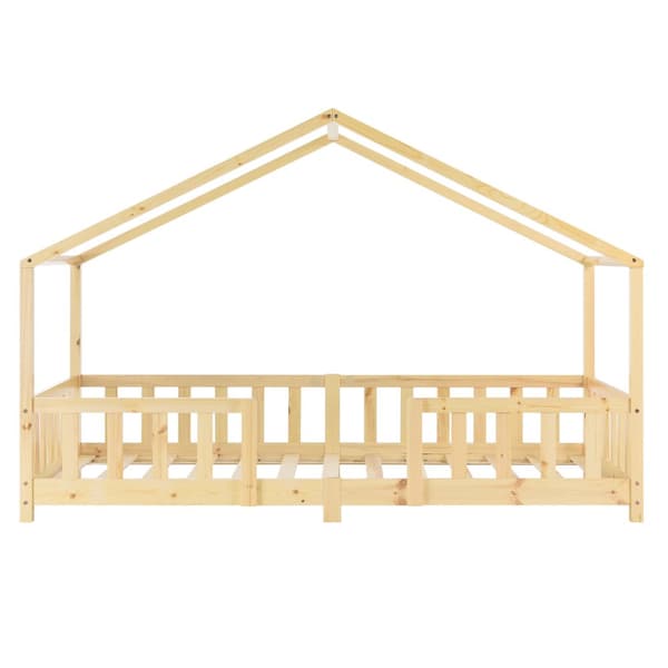 Juniorsäng Treviolo hussäng med sängskydd 200x90cm furu [en.casa]