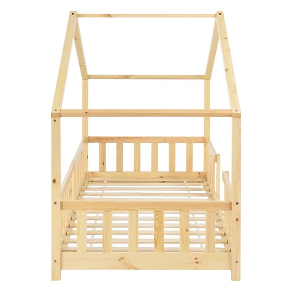 Juniorsäng Treviolo hussäng med sängskydd 200x90cm furu [en.casa]