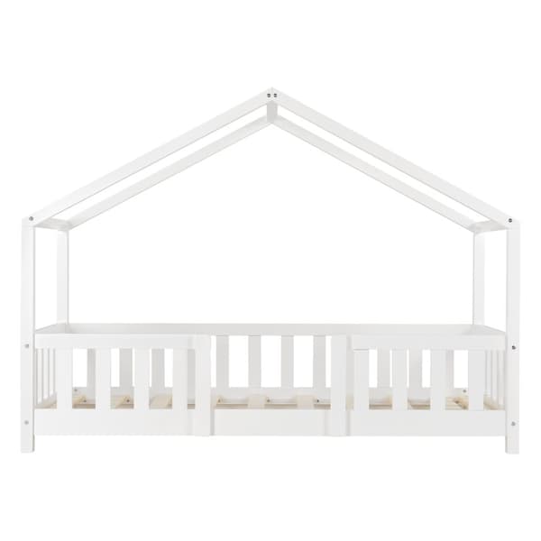 Hussäng Treviolo med sängskydd 160x80 cm furu vit [en.casa]