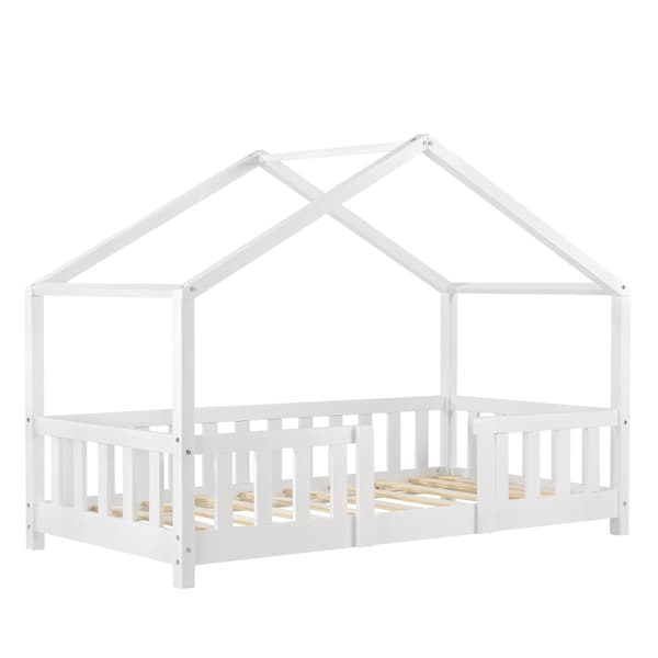 Hussäng Treviolo med sängskydd 160x80 cm furu vit [en.casa]