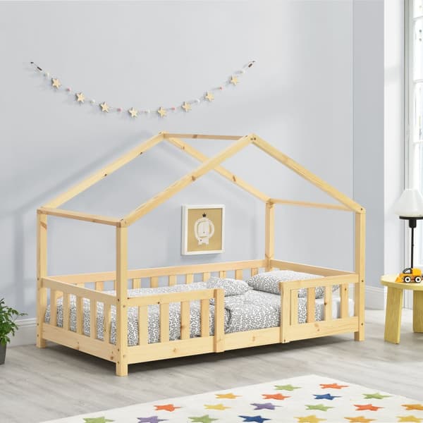 Hussäng Treviolo med sängskydd 140x70cm furu max. belastning 50 kg [en.casa]