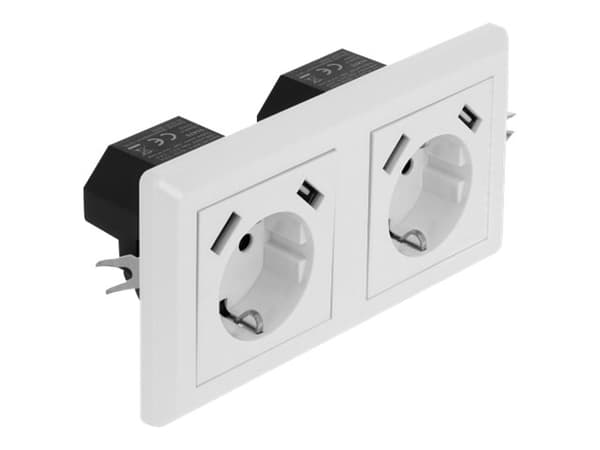 DeLOCK 11475, CEE 7/3 + USB, Valkoinen, Muovi, 250 V, 16 A, 50 Hz Valkoinen
