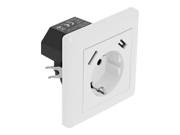 DeLOCK 11473, 2 x USB + CEE 7/3, Valkoinen, Muovi, 250 V, 0,2 A, 50 Hz