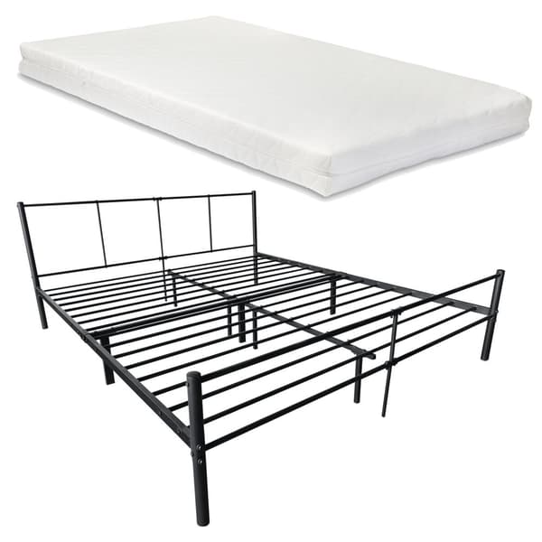 Säng Laos i metall inkl. madrass 200x180cm svart [en.casa]