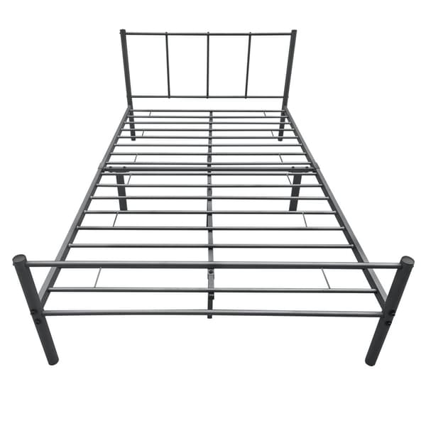 Säng Ubah i metall inkl. madrass 200x120x16cm stål matt mörkgrå [en.casa]