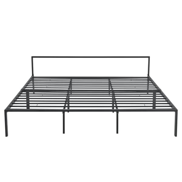 Säng Ingrid i metall inkl. allergivänlig madrass 200x180cm stål svart matt [en.casa]