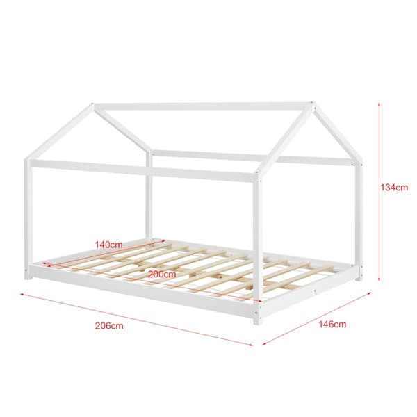 Juniorsäng Cerro 200x140 cm furu vit matt, lackad [en.casa]