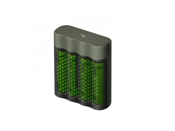 GP Batteries M451/270AAHCE-2WB4, Nikkelmetallhydrid (NiMH), AA, AAA, 4 stykker, Batterier medfølger Sort, Grønn