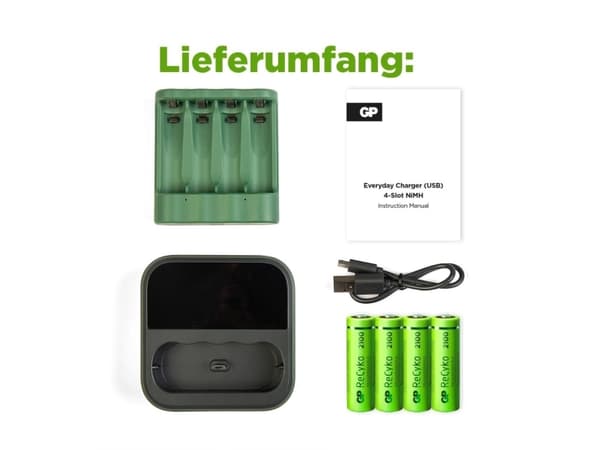 GP Batteries PowerBank B421, Nikkelimetallihybridi (NiMH), AA, AAA, Sisältää paristot