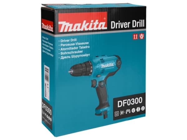 Makita DF0300, Boremaskin med pistolgrep, Nøkkelløs, 1 cm, 1500 RPM, 2,8 cm, 1 cm