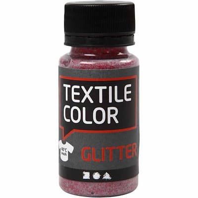 Textil Färg Glitter - Röd - 50 ml