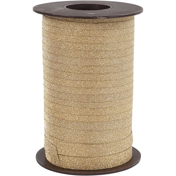 Presentsnören - Glitter - B: 10 mm - Guld - 100 m