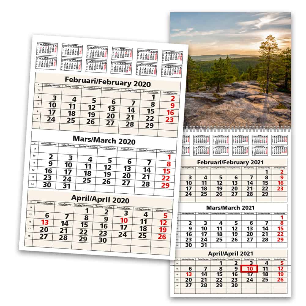 Väggkalender 3-plan 2021