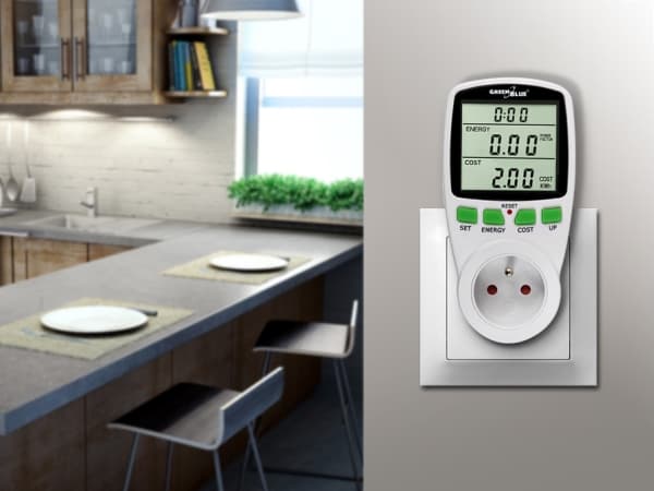 Greenblue GB202 wattimittari Valkoinen 0 - 9999 W Sisäänrakennettu näyttö LCD-näyttö