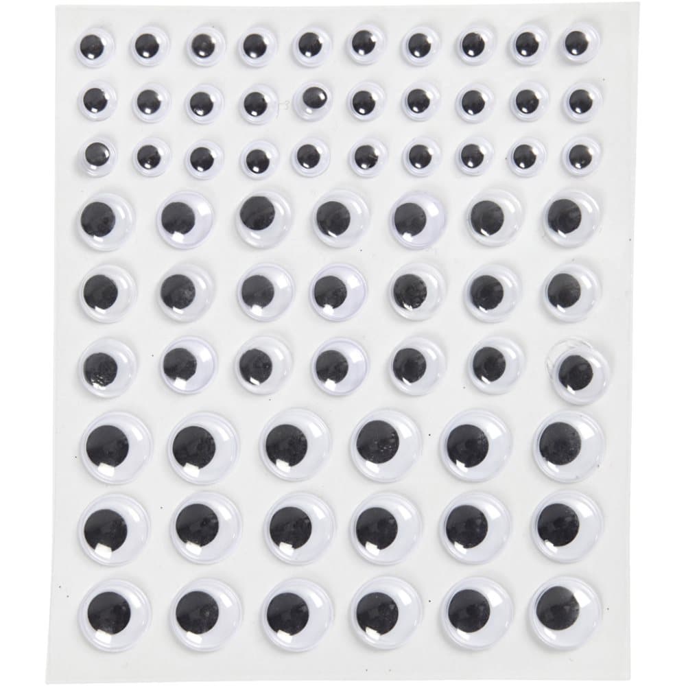 Självhäftande Rullögon Stickers - 8, 12, 14 mm - 69 st