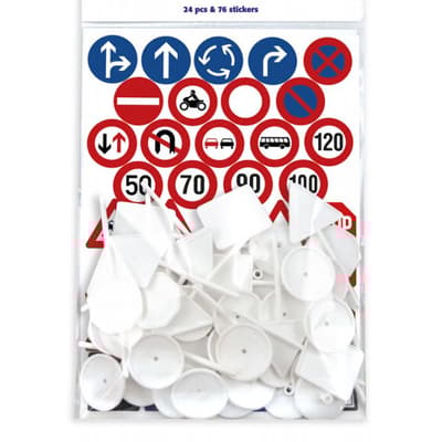 Vägskyltar med stickers - 24 st + 76 st