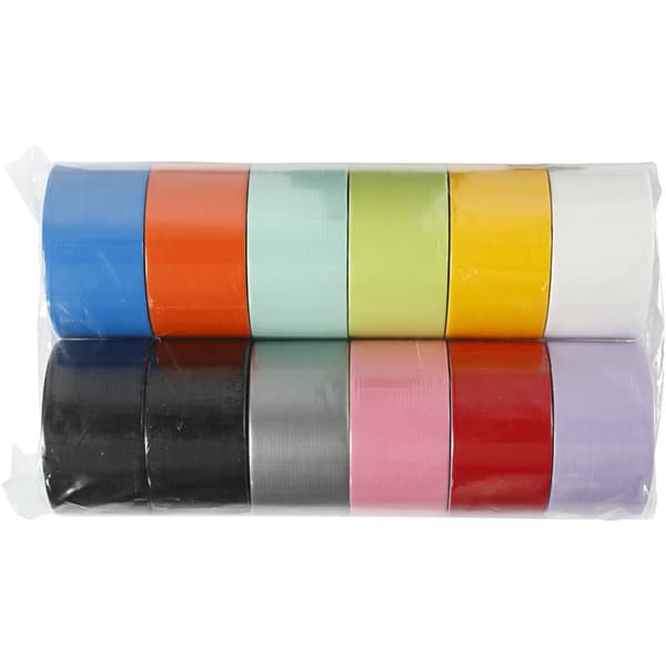 Gaffatejp - 48 mm - Blandade färger - 12 x 5 m