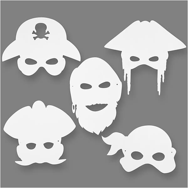 Kartongmasker - H: 15-22 cm - vit - 192st