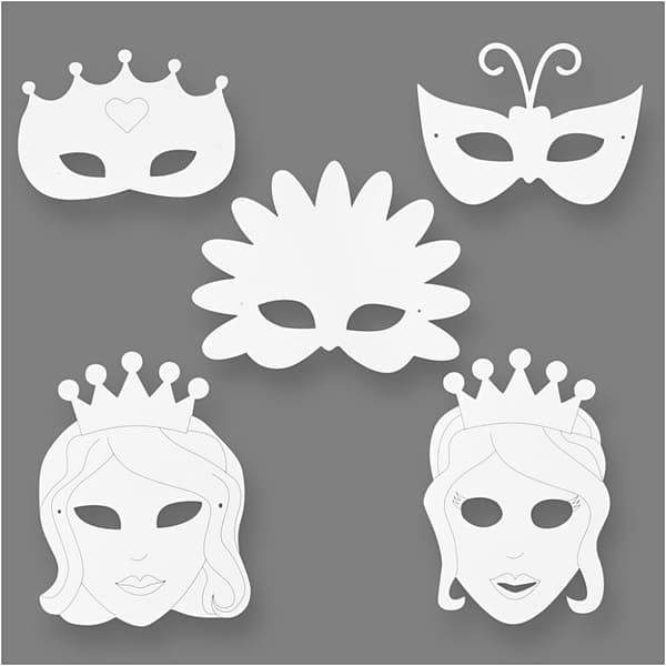 Kartongmasker - H: 15-22 cm - vit - 192st