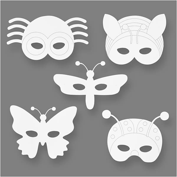 Kartongmasker - H: 15-22 cm - vit - 192st