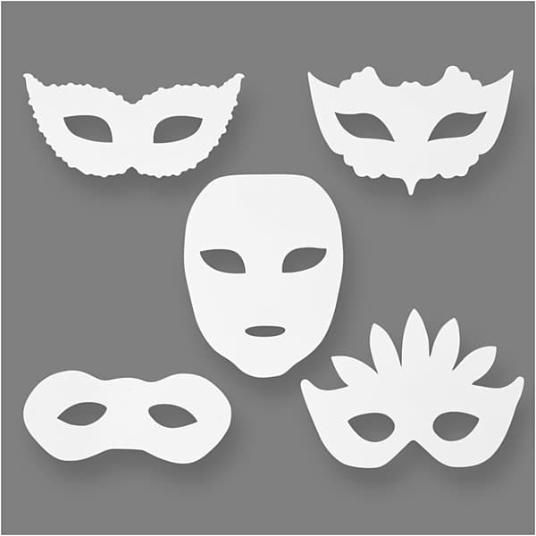 Kartongmasker - H: 15-22 cm - vit - 192st
