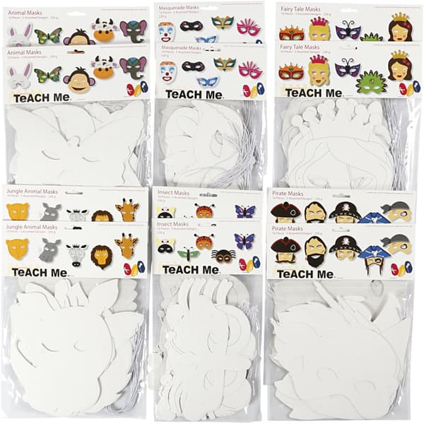 Kartongmasker - H: 15-22 cm - vit - 192st