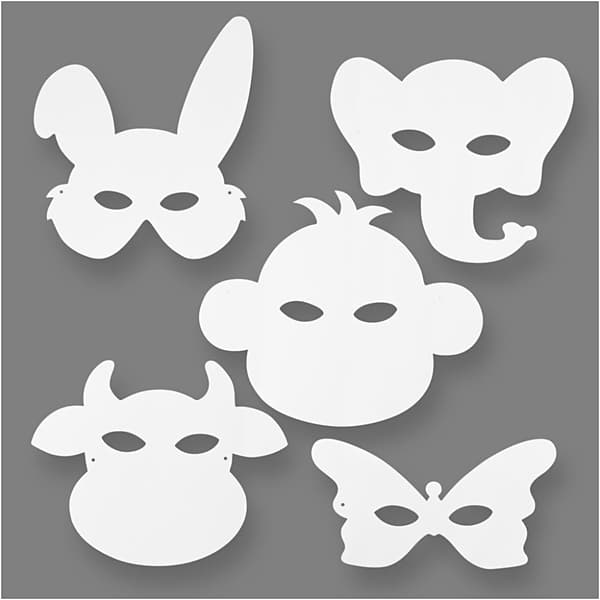 Kartongmasker - H: 15-22 cm - vit - 192st