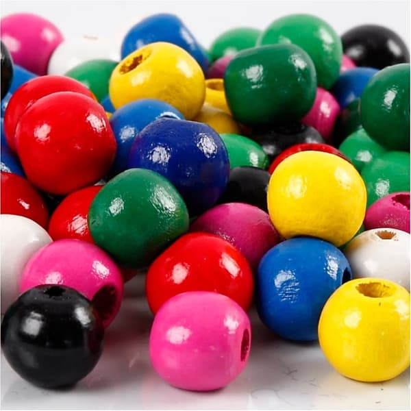 Träpärlemix - 10 mm - Mixade Färger - 680 st