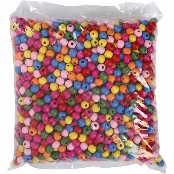 Träpärlor - 10 mm - 500 g - ca 1500 st
