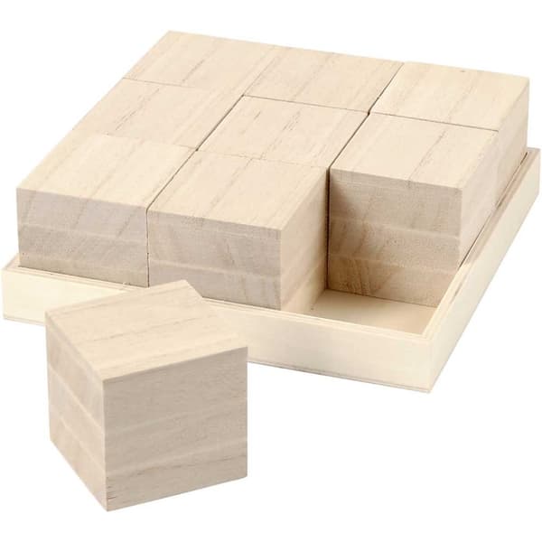 Träklossar - 4 x 4 x 4 cm - Kejsarträd - 9 st