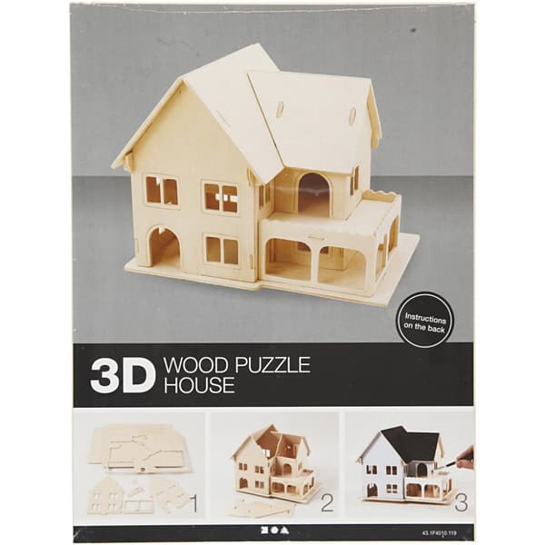 3D Pussel - Hus med veranda - Höjd: 17 cm - Plywood