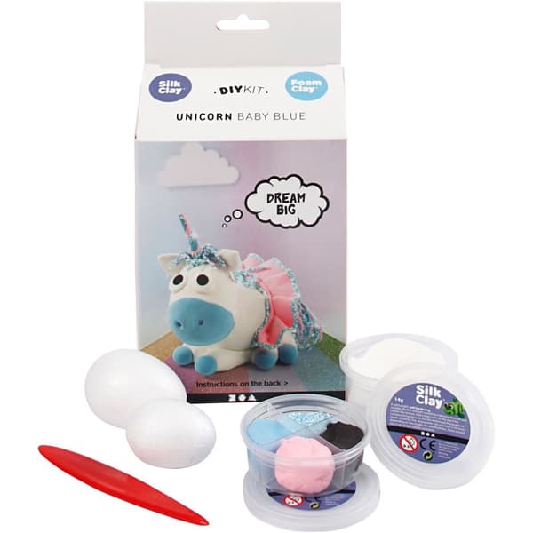 DIY Funny Friends Modeller - Enhörning Blå - Silk Clay Lera