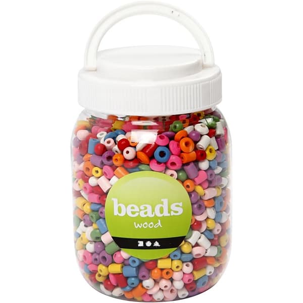 Träpärlor i burk - ChinaBerry - Mixade färger - 2170 st
