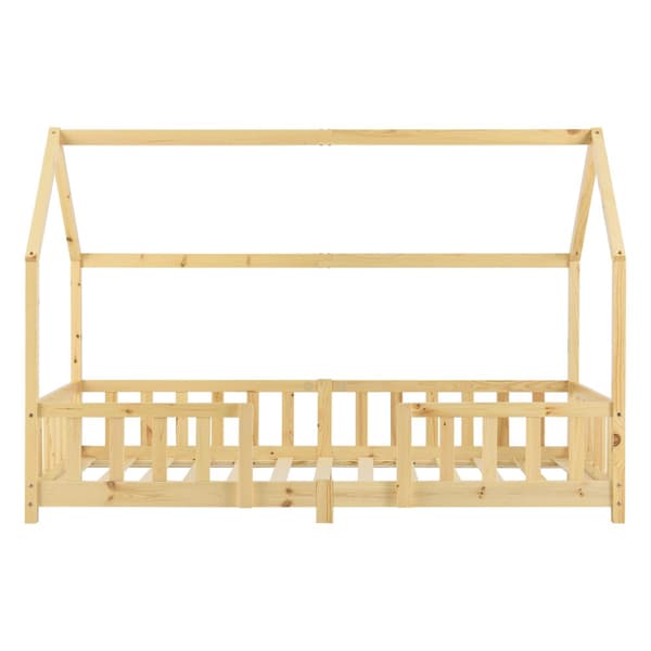 Juniorsäng Sisimiut hussäng inkl. madrass 200x90cm furu med sängskydd [en.casa]