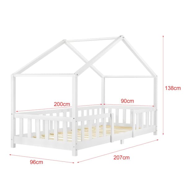 Hussäng Treviolo inkl. madrass 200x90 cm furu vit [en.casa]