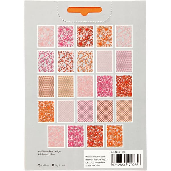 Spetskartong i block - A6 - Orange - Rosa - 24 ark