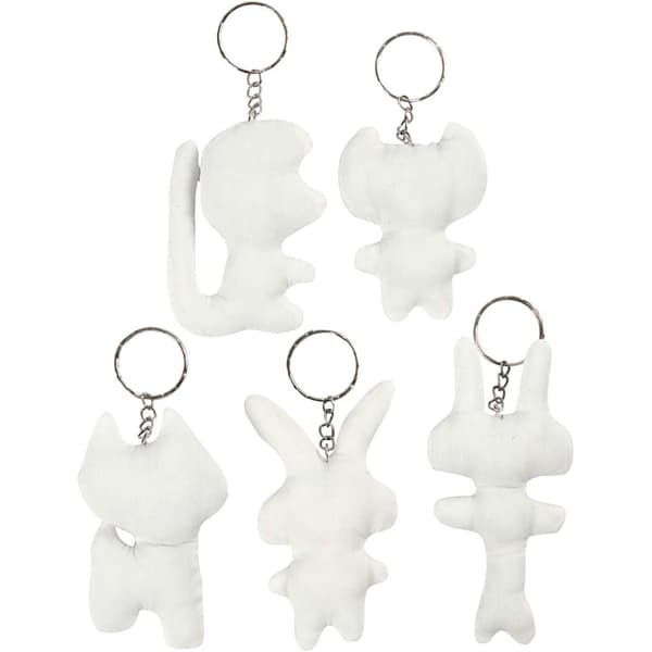 Textilfigurer Djur Nyckelring - 6-10 cm - 5 st