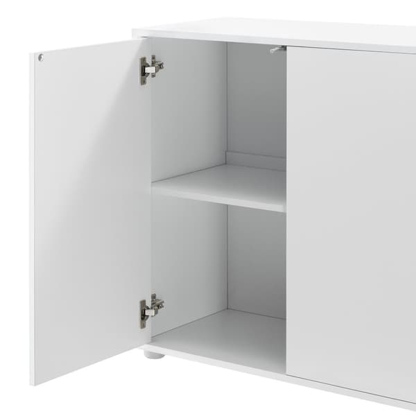 [en.casa]® Byrå Paarl med 2 lådor och 3 dörrar-tryck och öppna-74x117x36cm-spånskiva-vit matt