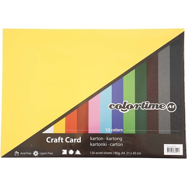 Färgad Kartong A4 - Mixade Färger - 180 g - 120 ark