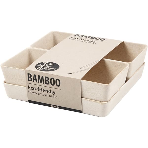 Krukor av Ekologisk Bambufibrer - 19,5x8 cm Djup: 19,5 cm